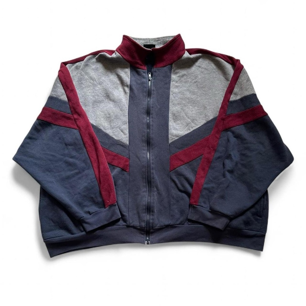 Vintage 1990s Men's Colorblock Zip up sweater Jacket XXL